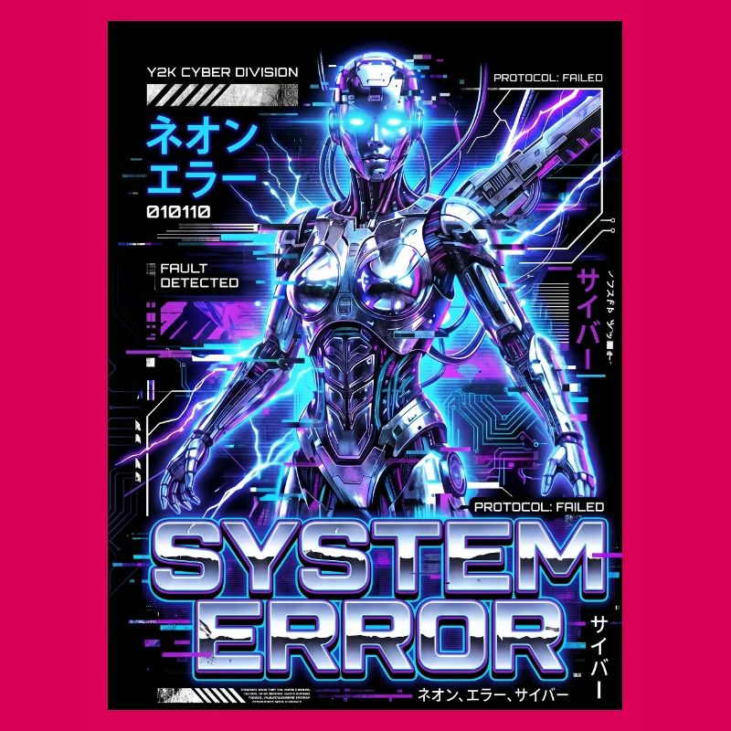 System Error Neon Cyborg
