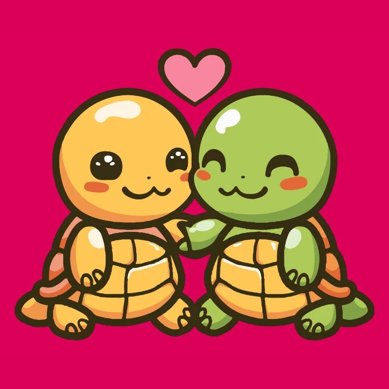 Turtle Comic Couple Love