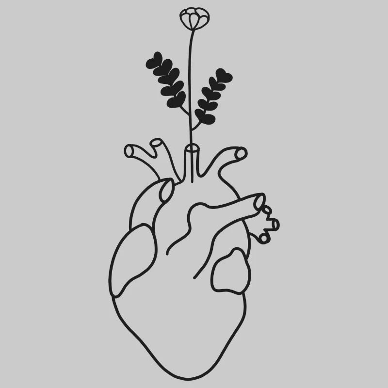 Anatomisches Herz mit Blume
