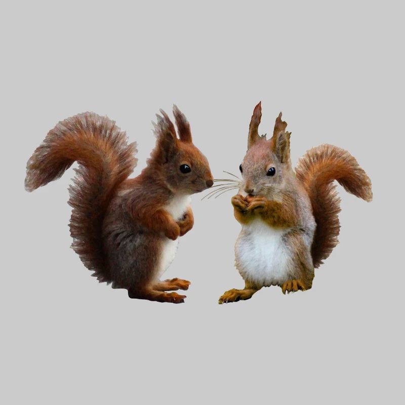 Eichhörnchen Pärchen, Eichhörnchen mit Nuss