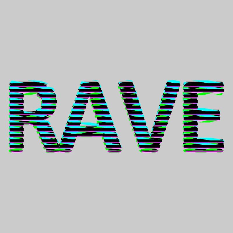 Rave Schrift Tripping Techno LSD MNML neon schwarz