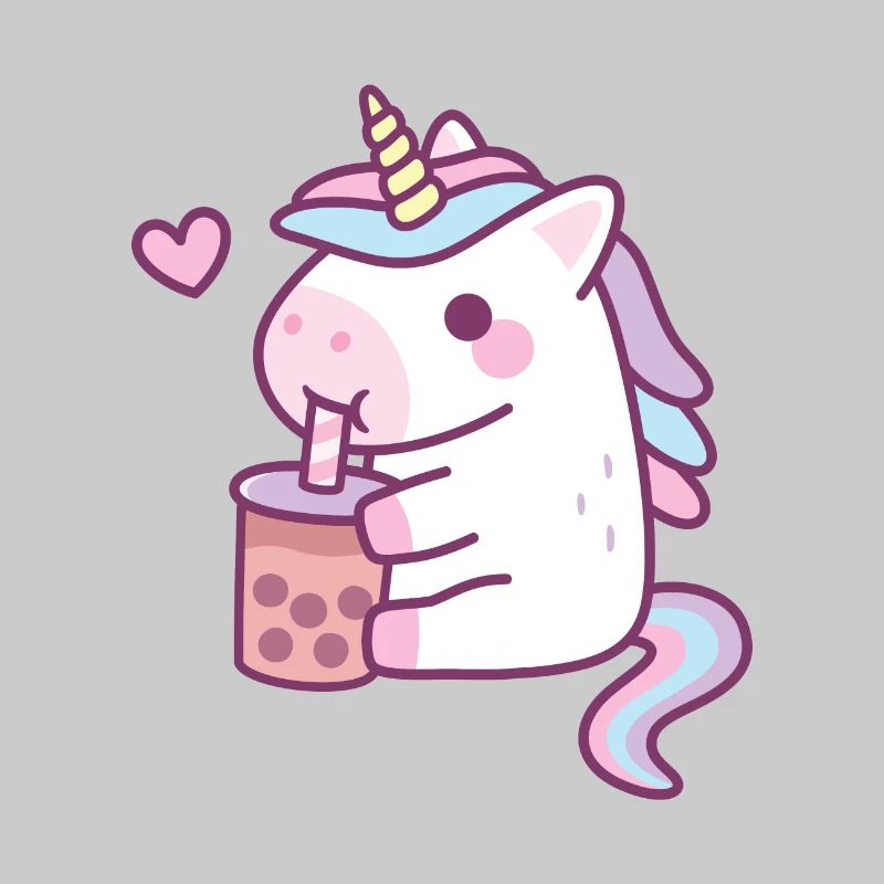 Cute Unicorn Loves Drinking Bubble Tea
