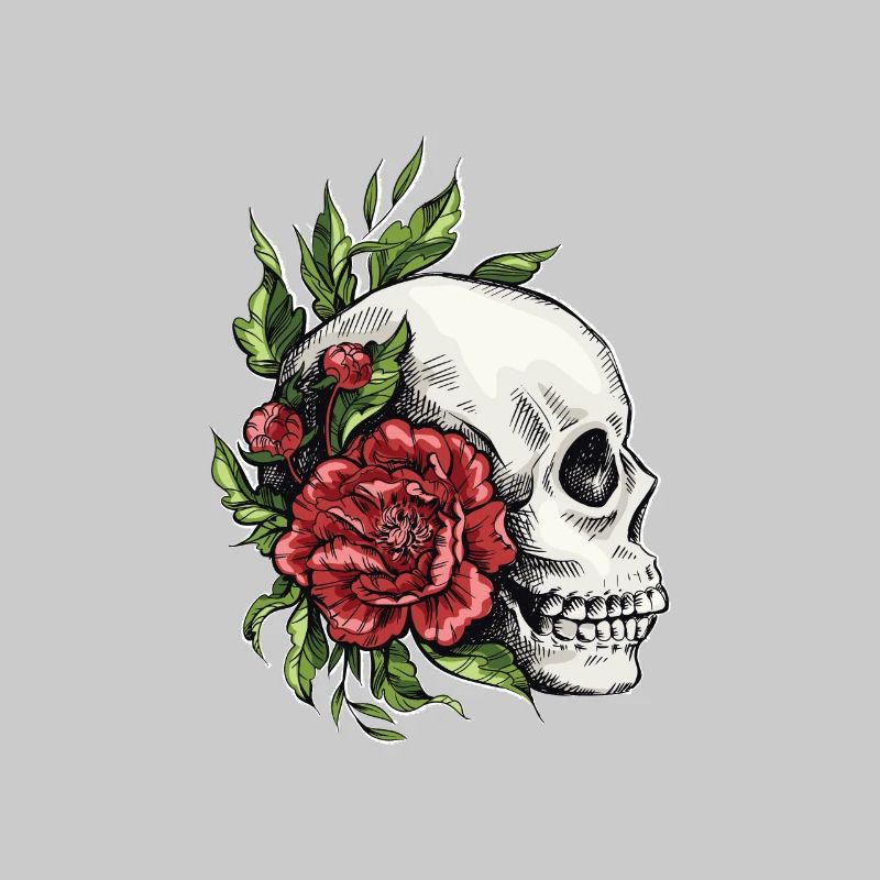 Schädel mit Blumen Bestes Geschenk