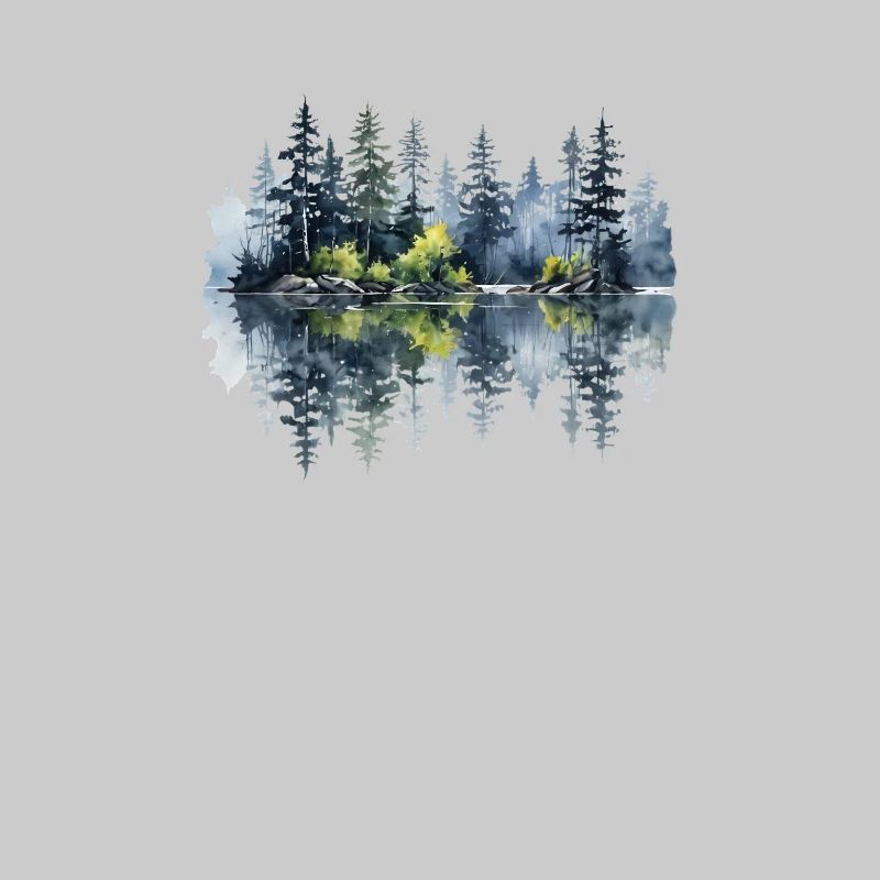 Watercolor Pine Reflection