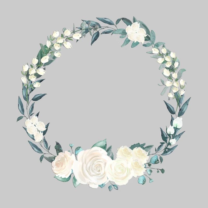 Couronne de fleurs blanche et verte 1