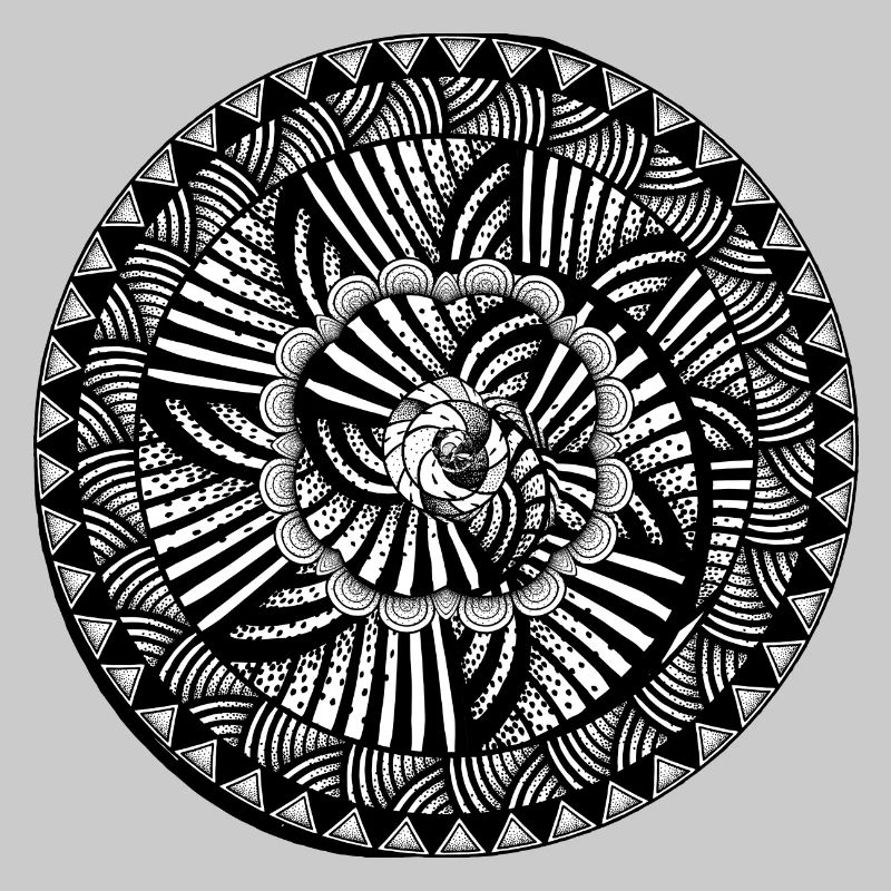 white black - abstract, circle, pattern hand painted