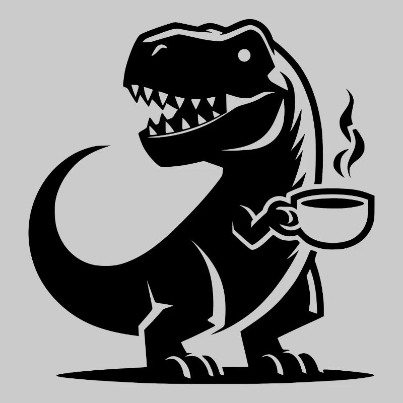Caffeine Dinosaur T-Rex with Coffee Cup