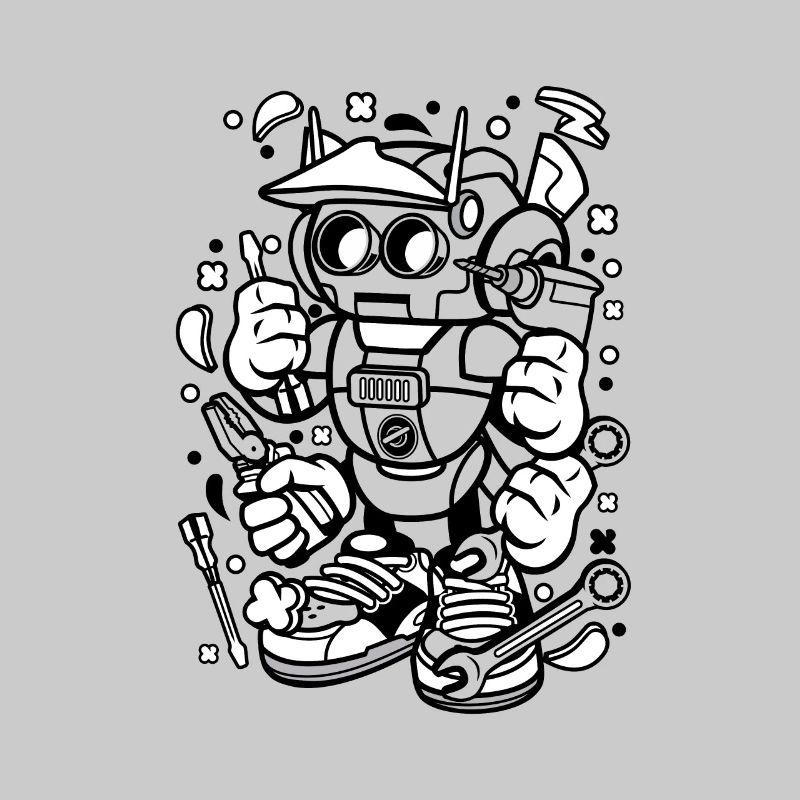 Hard-working robot with tools