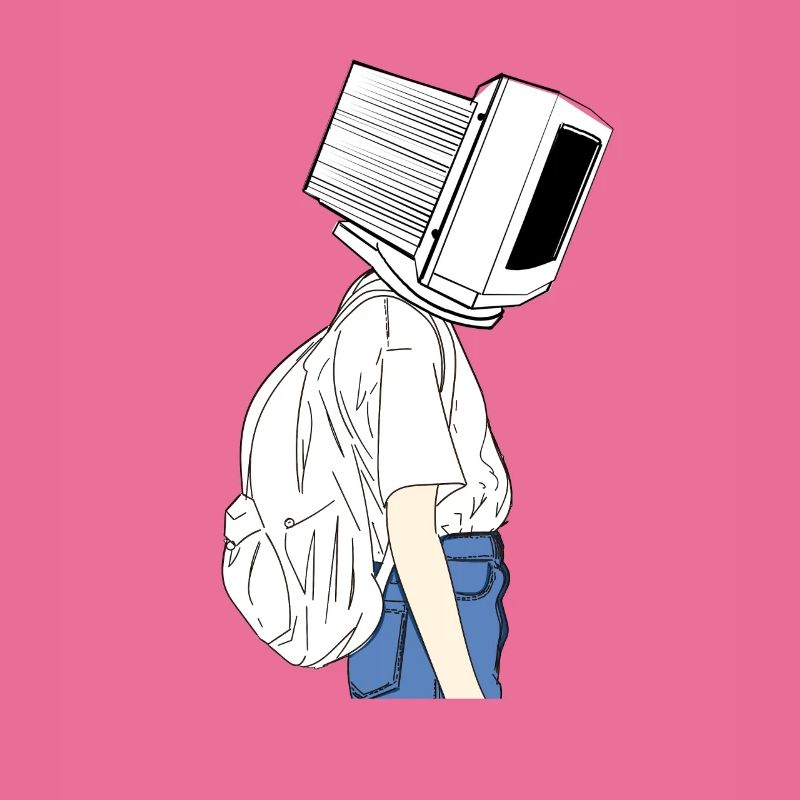 Coder shirt computer head Sad