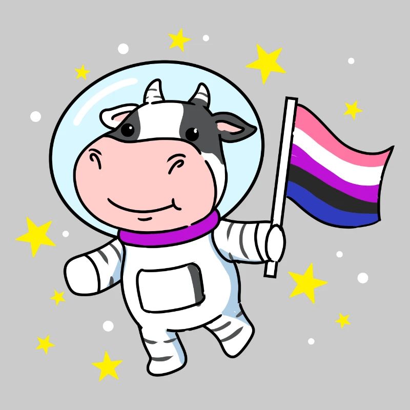 Genderfluid Pride Cow dans l’espace
