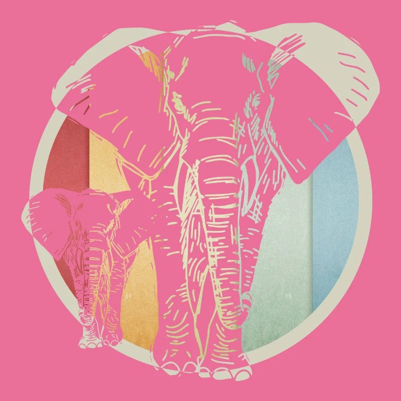 Éléphant rétro coloré