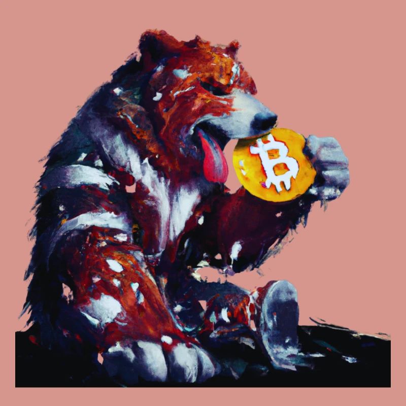 Capitalist bear eats Bitcoin cryptocurrency