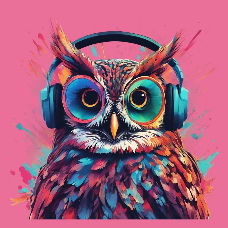 Coole Eule mit Kopfhörer