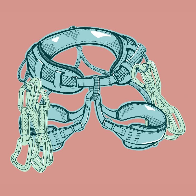 Rock climbing harness with quickdraws