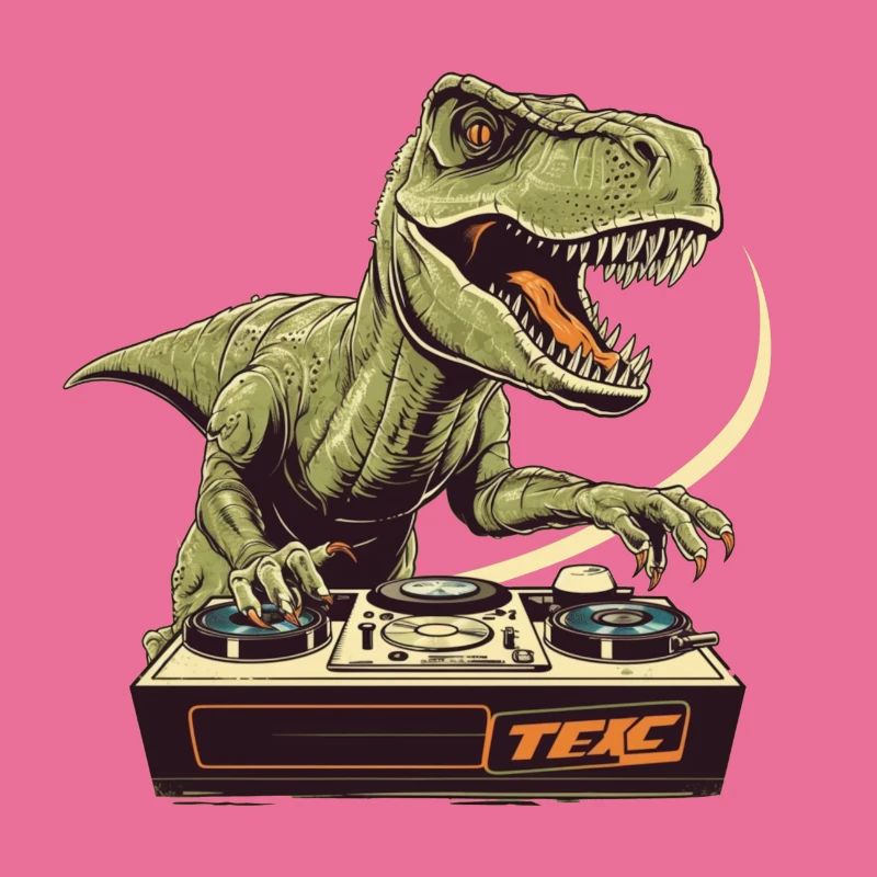 Cool T-Rex DJ avec table de mixage et station de boucle
