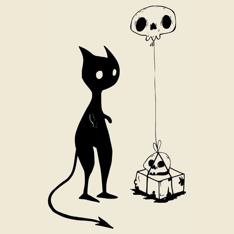 Cat gift skull devil evil