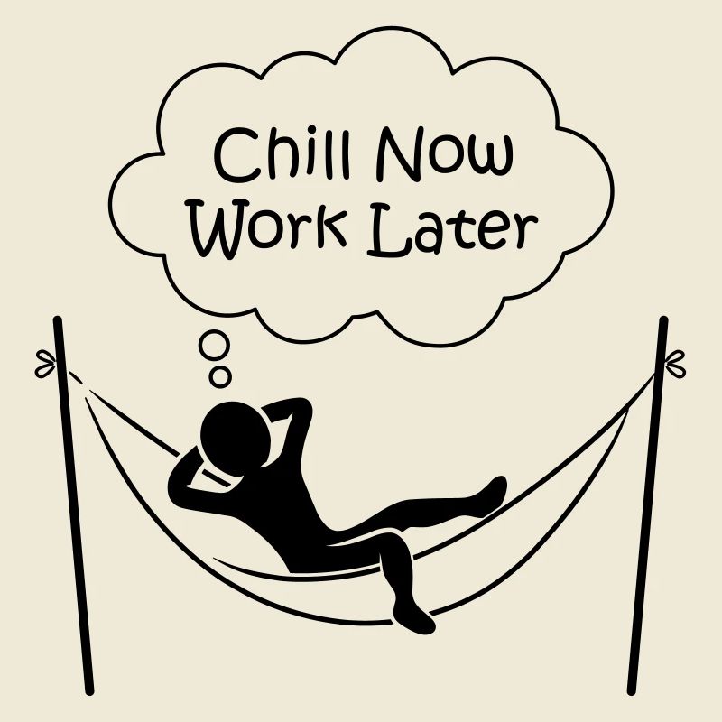 Männchen in Hängematte "CHILL NOW WORK LATER"