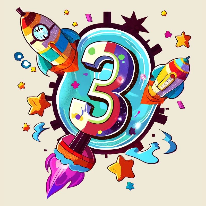 3rd Birthday Rocket Art