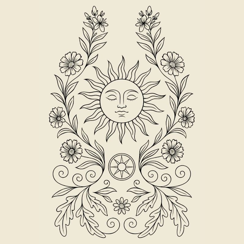 Midsummer Coloring Page - DIY Sun for Litha