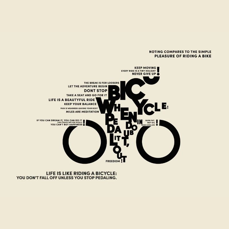 Bicycle Typodesign - Vélo, Amour de vélo, Citations