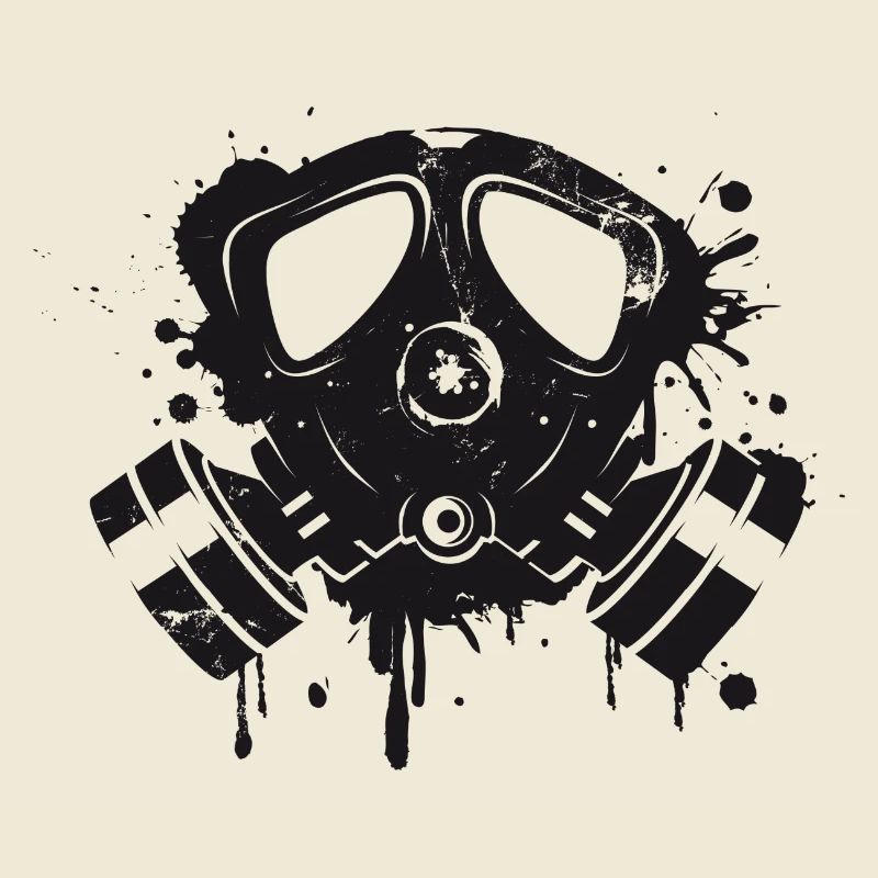 coole Gasmaske als Graffiti Stencil