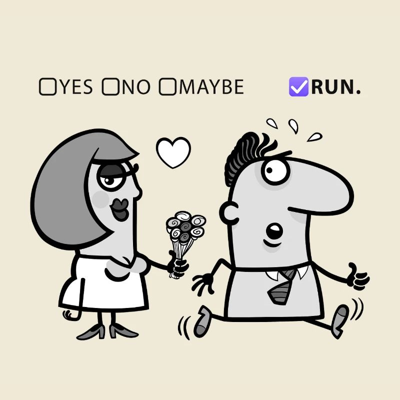 Liebe oder Flucht – Skurriles Humor-Design