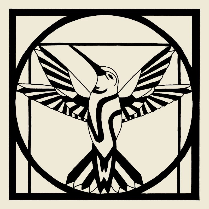 Vitruvianischer schwarzer Vogel