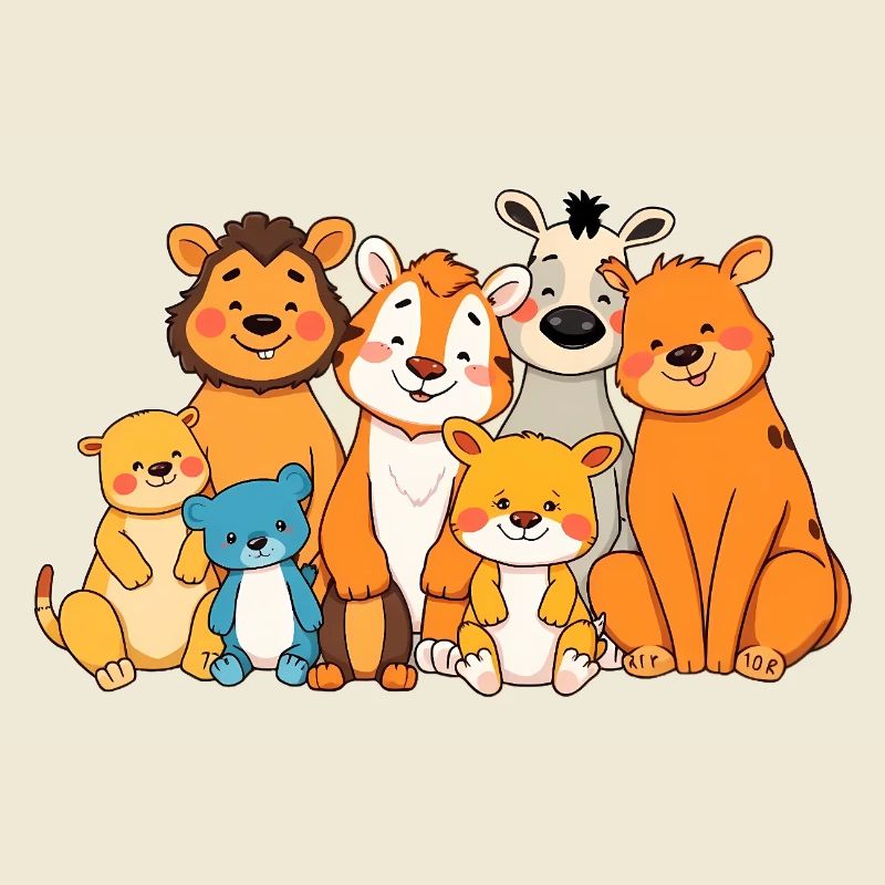 Verspielte Tierfamilie Comic Design