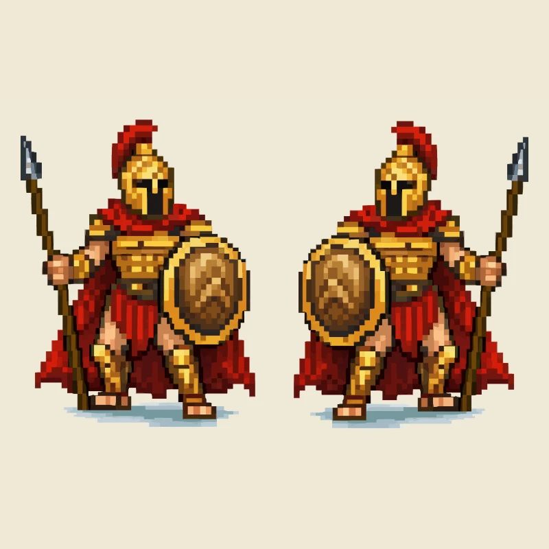 Double Gladiator Pixel Art
