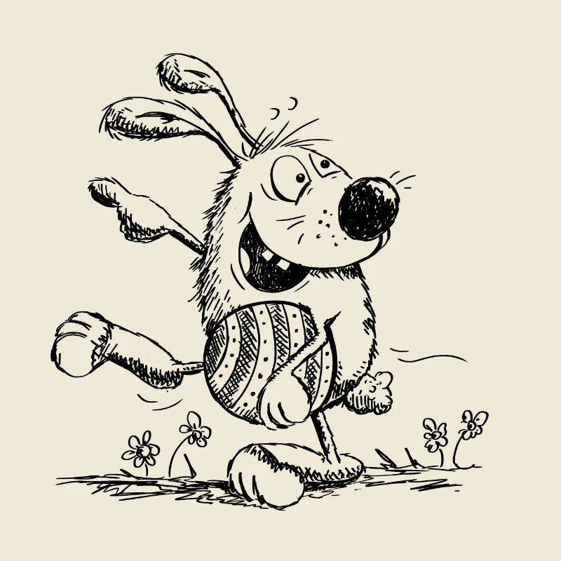 Funny easter bunny with easter egg - easter