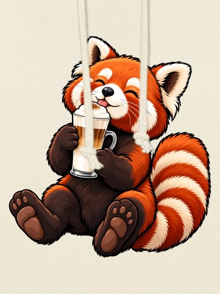 Roter Panda mit Latte Macchiato