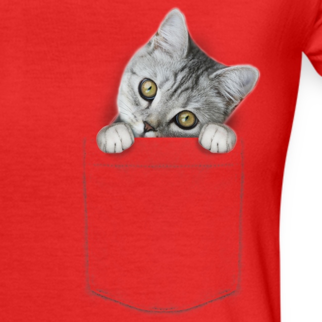 cat pocket - Klassisches Frauen-T-Shirt mit V-Ausschnitt