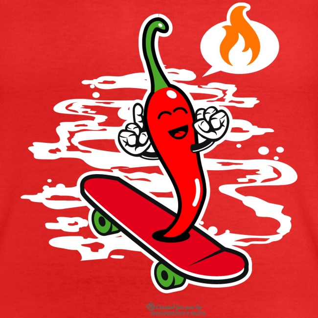 Chili Pepper Chillig auf Skateboard