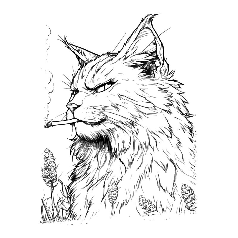 Cat with Joint: Relaxed Weed House Tiger