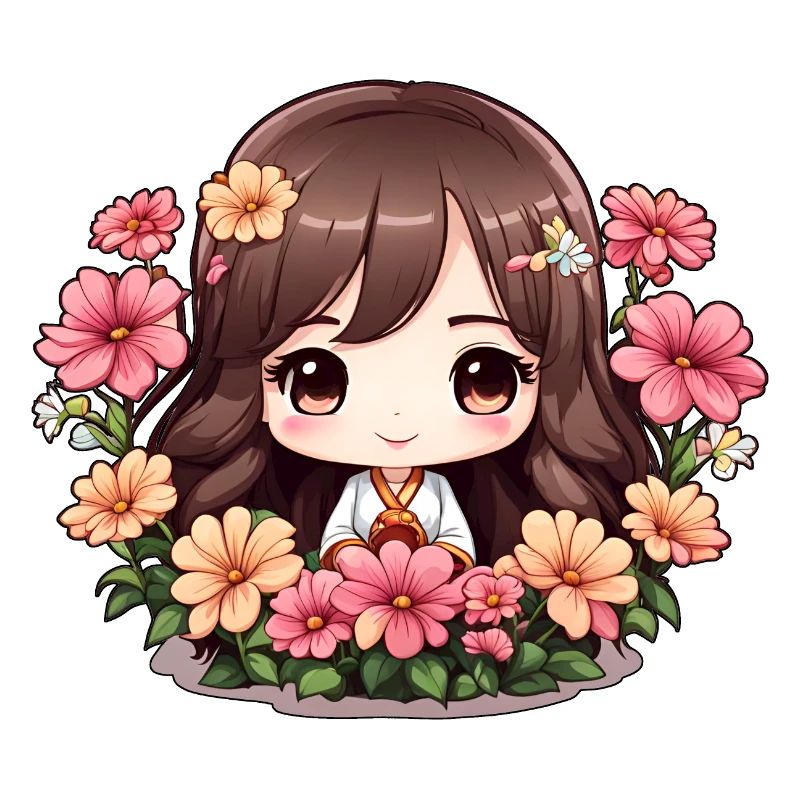 Une chibi en fleurs