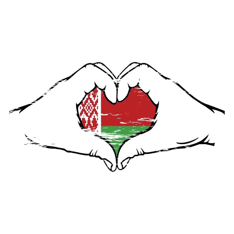 Drapeau de la Biélorussie mains forme de coeur utilisé