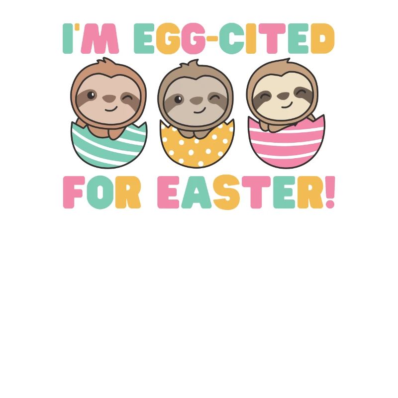 cute sloths at Easter with Easter eggs sloth