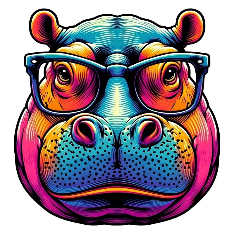 Nilpferd mit Brille