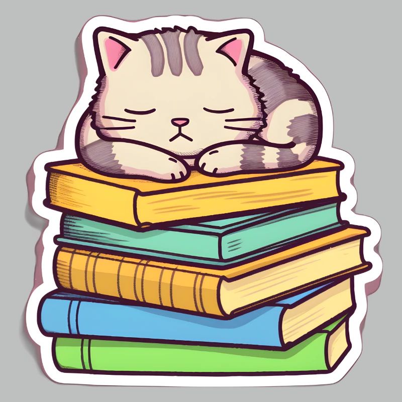 Sleeping Book Cat
