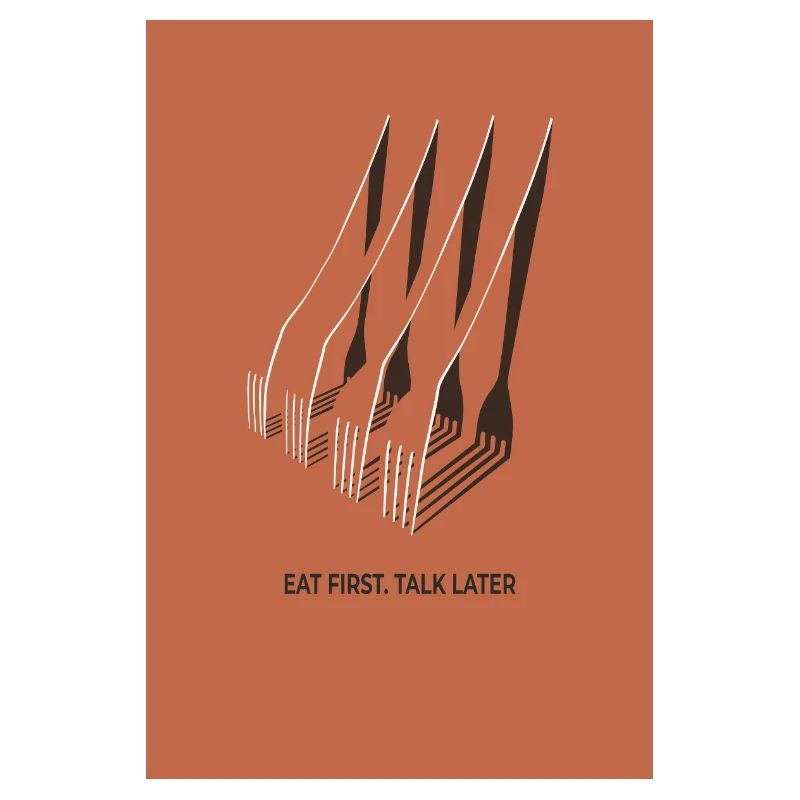 Eat First Talk Later – Kitchen Poster Terracott