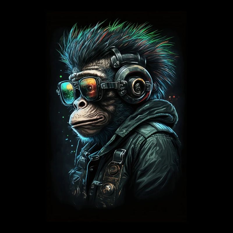 Punk Monkey mit Kopfhörern