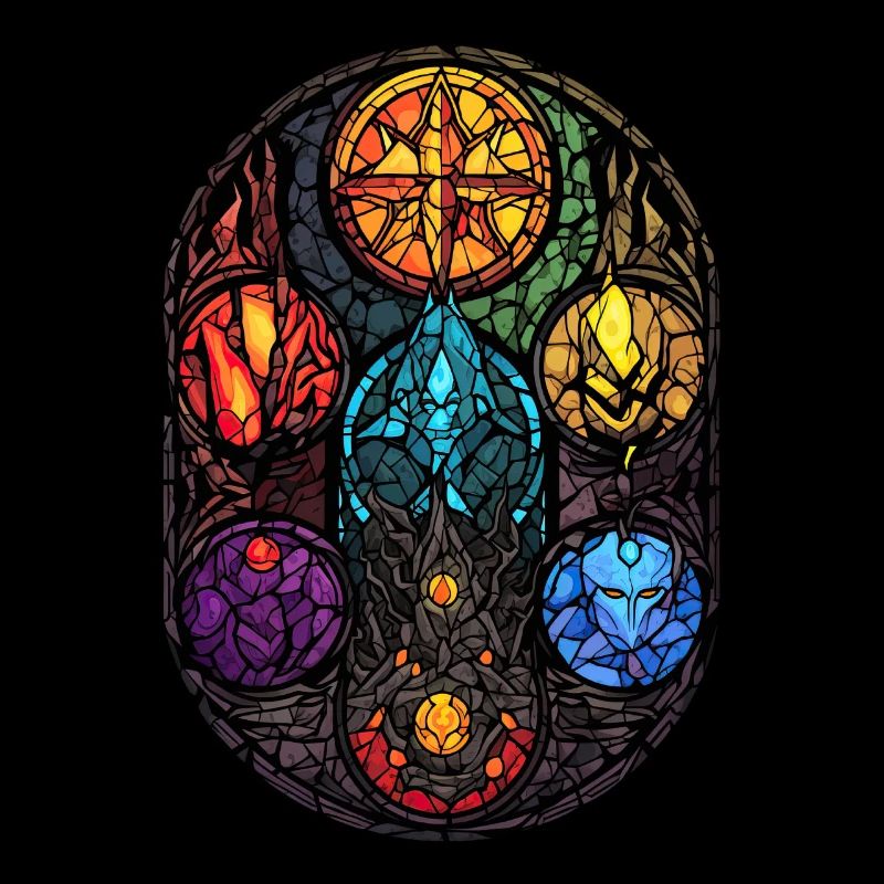 Gothic Witchcraft Elements Stained Glass Wicca