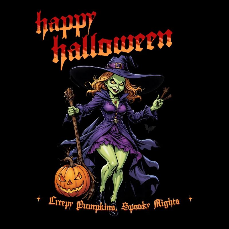 Halloween Witch With Pumpkin Illustration
