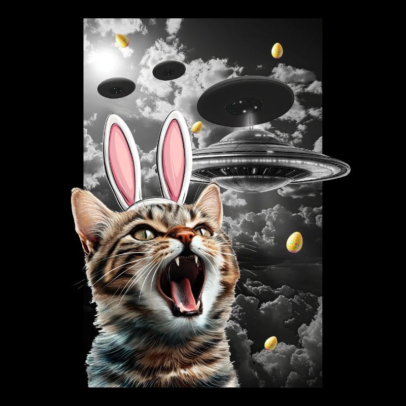 Cute Cat Meme Easter Bunny Alien UFO Funny Science