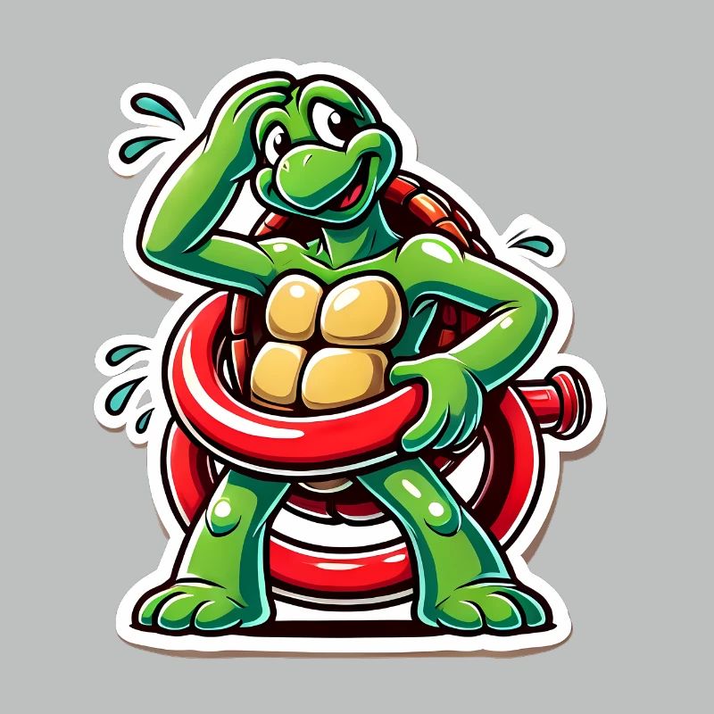 Funny Turtle Oops Cartoon Sticker