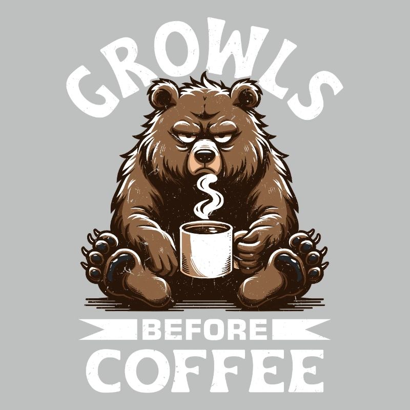 Grumpy Bear With Coffee Morning Mood