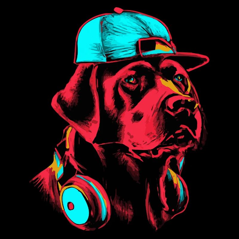 Synthwave Labrador 80er 90er Hip Hop Hund Retrieve
