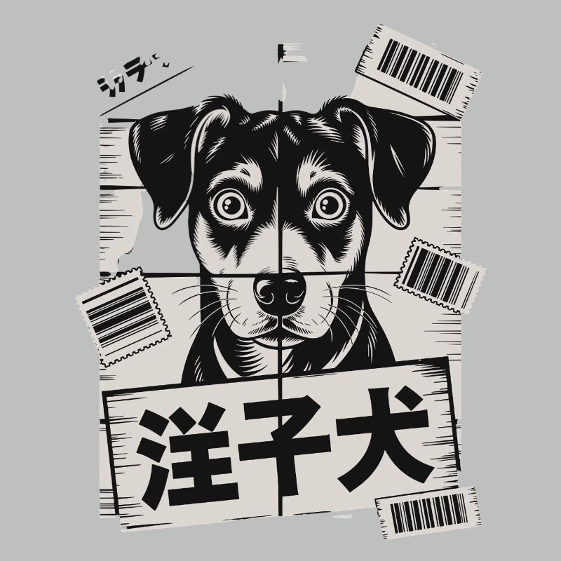 Chien mignon avec affiche de code-barres