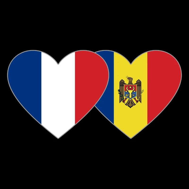 Frankreich Moldawien Flagge Herz