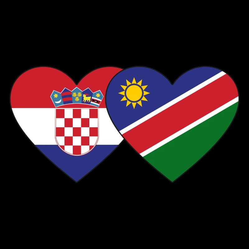 Croatia Namibia Flag Heart
